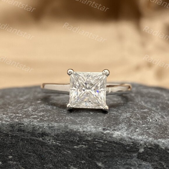 NEW Certified 2ct. t.w. Princess Cut Moissanite  Ring - Picture 8 of 8